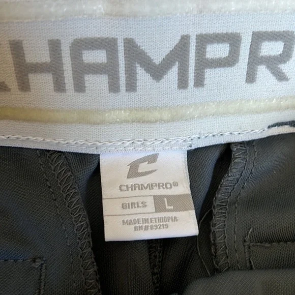 CHAMPRO Girls Gray Softball Pants, Size Large - Picture 3 of 7